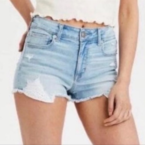 AMERICAN EAGLE HI-RISE LACE POCKET SHORTIE SHORTS SIZE 6/28 - Picture 1 of 8